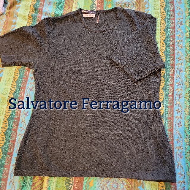 Salvatore Ferragamo(サルヴァトーレフェラガモ)のレア　サルバトーレ　フェラガモ　トップス　半袖　カシミア レディースのトップス(ニット/セーター)の商品写真