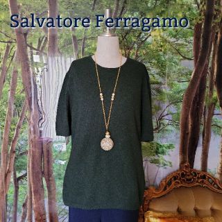 サルヴァトーレフェラガモ(Salvatore Ferragamo)のレア　サルバトーレ　フェラガモ　トップス　半袖　カシミア(ニット/セーター)