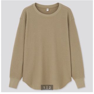 ユニクロ(UNIQLO)のユニクロ　ワッフルクルーネックT  L(カットソー(長袖/七分))