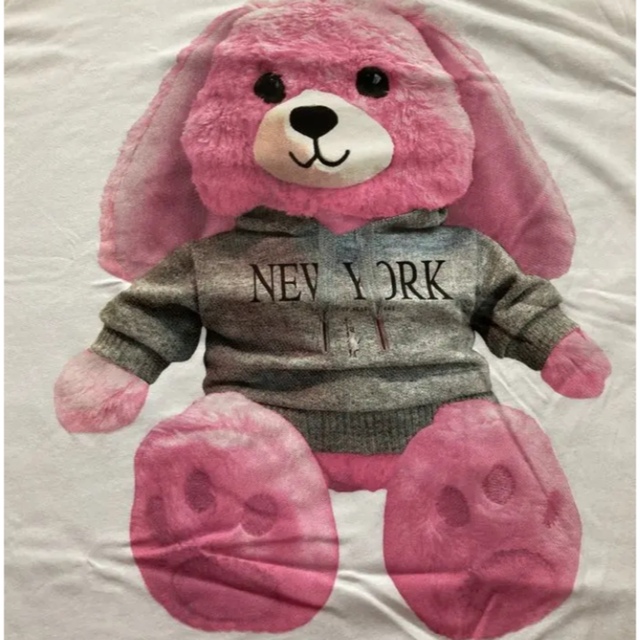 ★ZARA★レア！ザラ　NY　ピンク　ウサギ　ぬいぐるみ　白　Tシャツ　Lサイズ