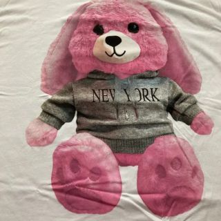 ザラ(ZARA)の★ZARA★レア！ザラ　NY　ピンク　ウサギ　ぬいぐるみ　白　Tシャツ　Mサイズ(Tシャツ(半袖/袖なし))