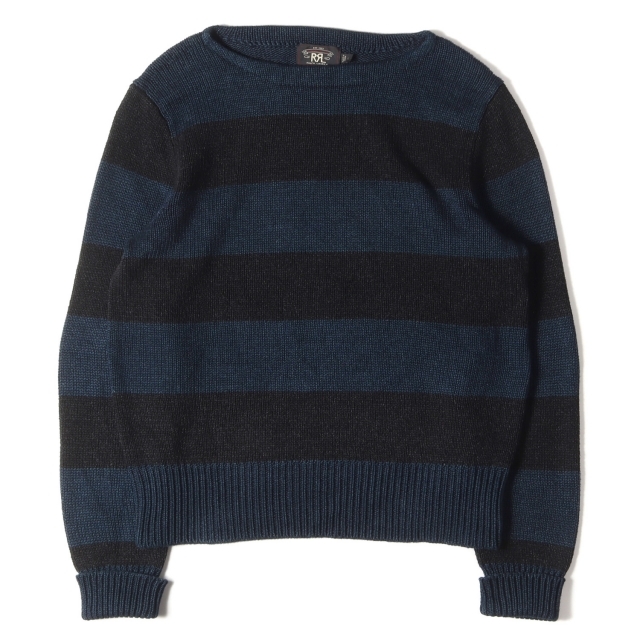RRL ダブルアールエル ニット インディゴ ボーダー ボートネック