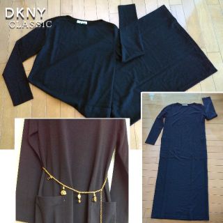 ダナキャランニューヨーク(DKNY)のDKNY ブラック　ワンピース　長いです！！　1度だけ着用(ロングワンピース/マキシワンピース)