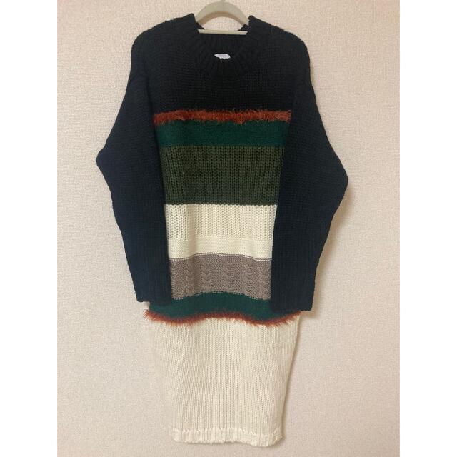 Ameri VINTAGE(アメリヴィンテージ)の【Ameri Vintage】VARIOUS COLORKNIT 完売商品 レディースのワンピース(ひざ丈ワンピース)の商品写真