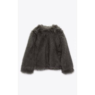 ZARA - ZARA クロップドフェイクファージャケット Lの通販 by