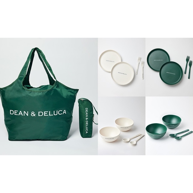 DEAN & DELUCA(ディーンアンドデルーカ)のDEAN &DELUCA  グリーン3点セット レディースのバッグ(エコバッグ)の商品写真