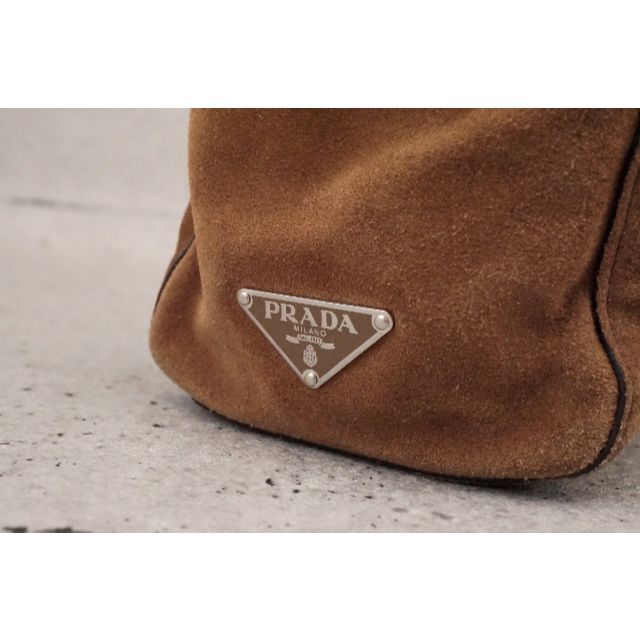 PRADA(プラダ)のPRADA プラダ スエード ハンドバッグ ショルダーバッグ ブラウン レディースのバッグ(ショルダーバッグ)の商品写真