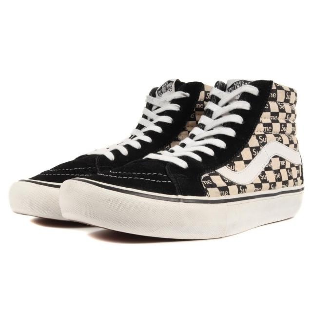 Supreme(シュプリーム)のSupreme シュプリーム VANS SK8-Hi Pro Checker Logo 16AW バンズ スケートハイ プロ ブラック サイズ：27.0cm US9 スニーカー コラボ 【メンズ】【中古】【R009】 メンズの靴/シューズ(スニーカー)の商品写真