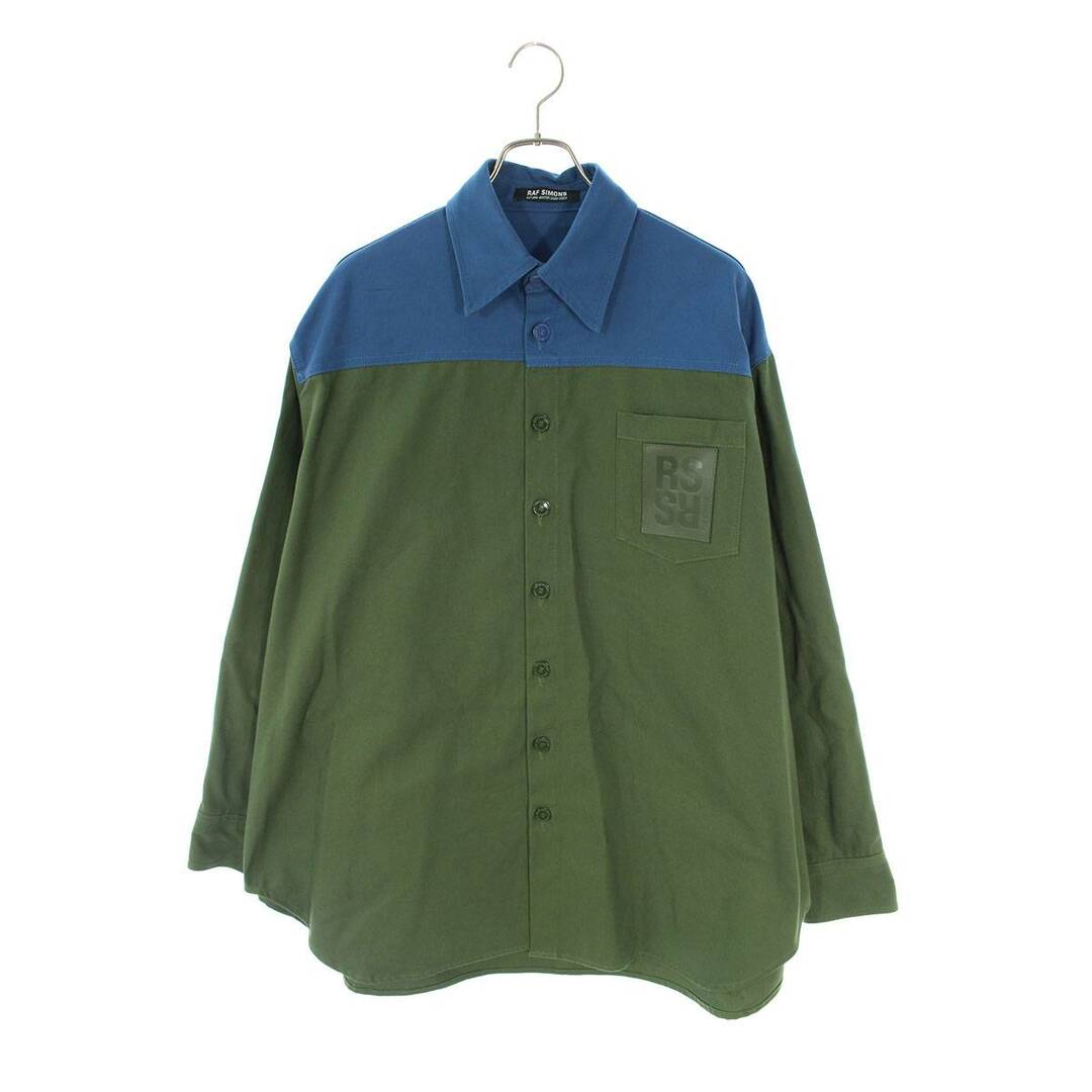 ラフシモンズ 22AW 222-M244 Oversized bicolor denim shirts with R pin in back バイカラーオーバーサイズデニム長袖シャツ  メンズ XS