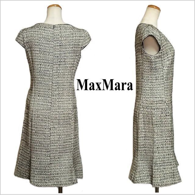 Max Mara(マックスマーラ)の［Max Mara］アイボリー系ツイードワンピース マックスマーラ 36 S～M レディースのワンピース(ひざ丈ワンピース)の商品写真