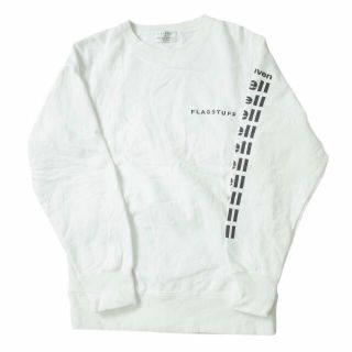 F-LAGSTUF-F x BEAUTY&YOUTH UNITED ARROWS FLAGSTUFF フラグスタッフ ビューティーアンドユース ユナイテッドアローズ 別注 hell SWEAT PULLOVER 袖プリント スウェットプルオーバー 2016AW-FS-41-BY M ホワイト トレーナー クルーネック トップス【中古】(スウェット)