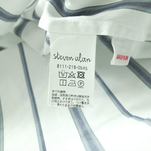 steven alan(スティーブンアラン)のSteven Alan スティーブンアラン 日本製 STRIPE PULLOVER REGULAR COLLAR SHIRT - BOLD FIT ストライププルオーバーシャツ 8111-218-0545 S ホワイト/ネイビー 長袖 トップス【新古品】【中古】【Steven Alan】 メンズのトップス(シャツ)の商品写真