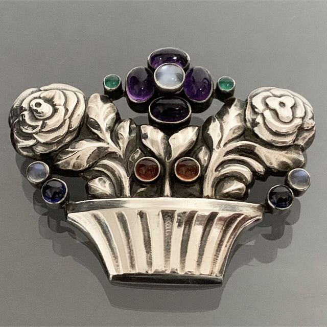 2563】 激レア ジョージジェンセン 67 ブローチ 花籠 フラワー 925 2563】 激レア ジョージジェンセン 67 ブローチ 花籠 フラワー 925