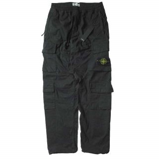 ストーンアイランド(STONE ISLAND)のSTONE ISLAND ストーンアイランド 20AW SI CARGO PANTS コットンストレッチツイルシャーリングテーパードカーゴパンツ 731531710 32 ブラック ボトムス【中古】【STONE ISLAND】(ワークパンツ/カーゴパンツ)