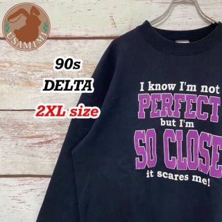 【レア】90s スウェット DELTA ビックプリント ネイビー 2XL(スウェット)