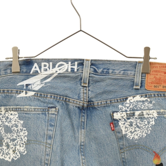 DENIM TEARS デニムティアーズ xLEVI'S 501 Message In a Tear Printed Jeans ダメージ加工 グラフィックプリント デニムパンツ A1592-0002