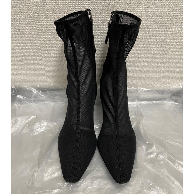 新品ZARA ザラ　黒　メッシュドッキング　ショートブーツ39 (25.5cm