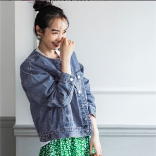 ザラ(ZARA)のcoca デニムジャケット　ノーカラー　ノーカラーデニムジャケット(Gジャン/デニムジャケット)