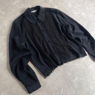 グリモワール(Grimoire)のused レトロ 黒 レース 装飾 ブラウス 古着 ヴィンテージ vintage(シャツ/ブラウス(長袖/七分))