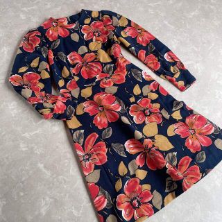 サンタモニカ(Santa Monica)のused レトロ 昭和な花柄 ワンピース 古着 ヴィンテージ vintage(ミニワンピース)