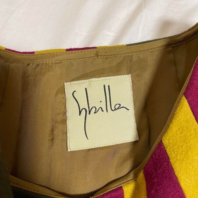 茄子紺 シビラ シックな 秋色 ワンピース グリーン イエロー ボルドー