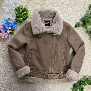 【美品】ZARA　フェイクムートンジャケット　B-3　黒　L　裏ボア　近年型