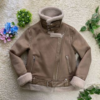 【美品】ZARA　フェイクムートンジャケット　B-3　黒　L　裏ボア　近年型