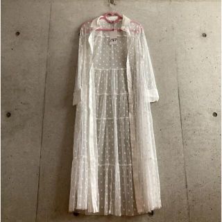 ザラ(ZARA)の★ZARA★ザラ シースルー 白 水玉 ワンピース ロング カーディガン ドット(カーディガン)