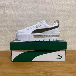 プーマ(PUMA)の24.5cm【新品】プーマ メイズ レザー 厚底 ベージュ(スニーカー)