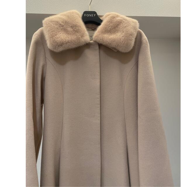 驚きの値段で FOXEY - フォクシー♡ミンク襟 カシミヤコート ロング