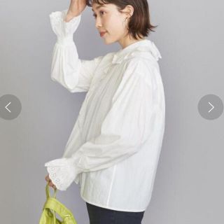 ビューティアンドユースユナイテッドアローズ(BEAUTY&YOUTH UNITED ARROWS)のレースカラーブラウス　ホワイト　(シャツ/ブラウス(長袖/七分))