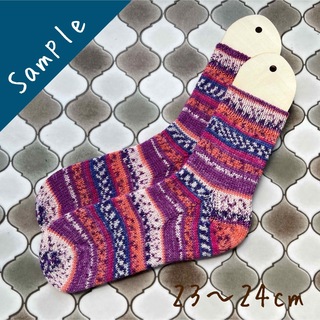 《sample》オパール毛糸　靴下　手編み　JOY 9983② 23〜24cm (レッグウェア)