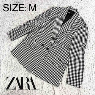 ザラ(ZARA)の【1度のみ着用】 ZARA ザラ ダブルテーラードジャケット チェック M(テーラードジャケット)