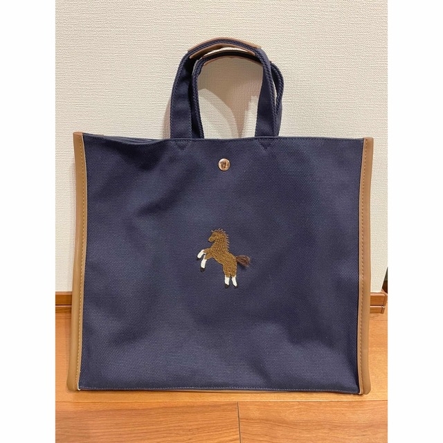 いませ お馬さんワンポイント刺繍トート小 SEVENTEN hBlue-m81017253159 のまま