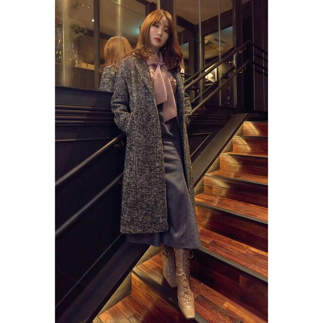 Her lip to - Herringbone Wool-Blend Chester Coatの通販 by N's shop