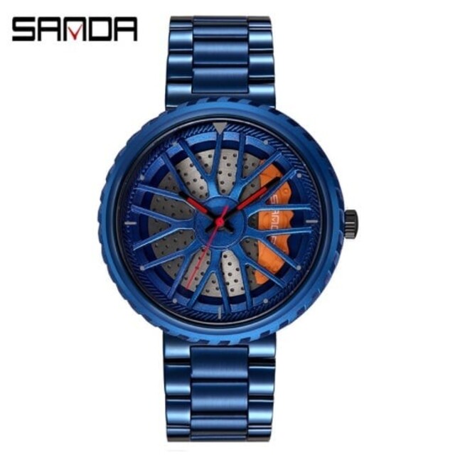 新品 SANDA メンズ 腕時計スーパーカー ホイール 防水スポーツウォッチ B