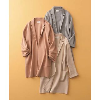 プラステ(PLST)の美品　PLST  ロングコーディガン　サイズM  ベージュ　ゆったり(ロングコート)