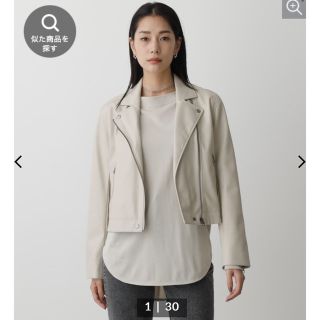 アズールバイマウジー(AZUL by moussy)のAZUL レザーライダースジャケット　オフホワイト(ライダースジャケット)