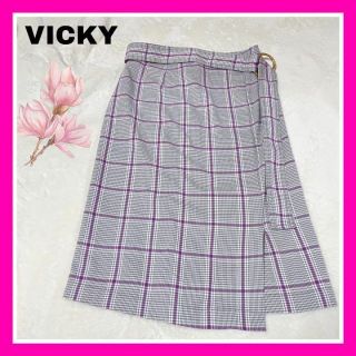 ビッキー(VICKY)のビッキー　チェックスカート　オフィス　OL 上品(ひざ丈スカート)