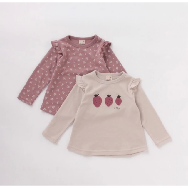 petit main(プティマイン)のアソートロンＴ2枚セット キッズ/ベビー/マタニティのキッズ服女の子用(90cm~)(Tシャツ/カットソー)の商品写真