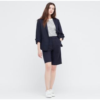 ユニクロ(UNIQLO)のUNIQLO リネンブレンドバミューダパンツ(丈25cm)(ハーフパンツ)