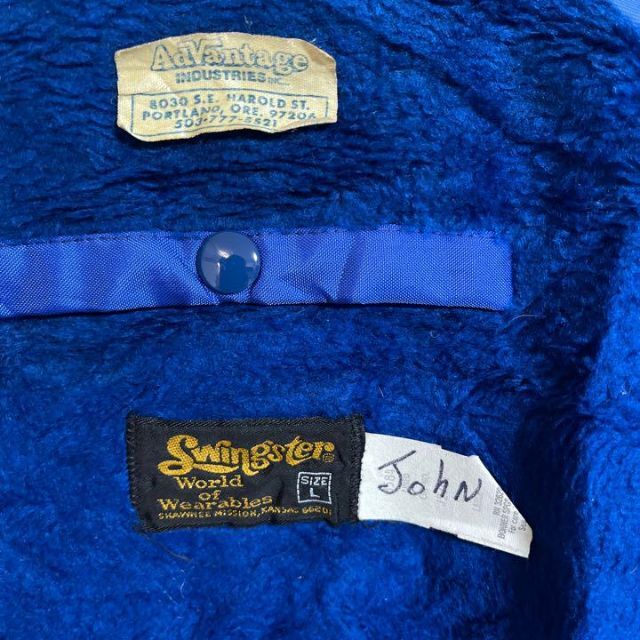 ブルー L プリント ナイロン メンズ ブルゾン  90s 長袖 ジャケット