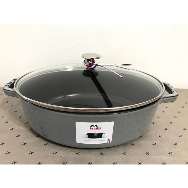 新品]staub ココットオーバル29cm ガラス蓋-