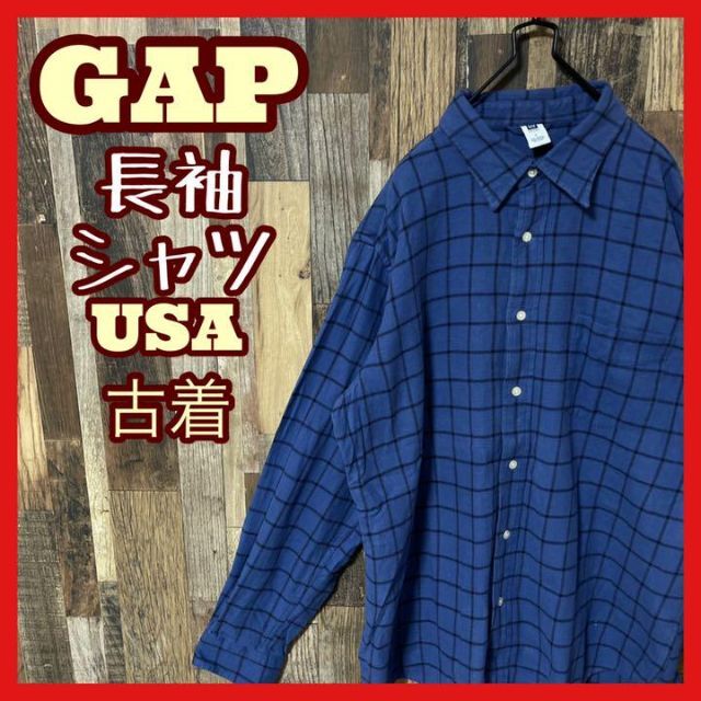 NGAP - ギャップ メンズ チェック アメカジ ブルー L シャツ 古着 90s 長袖