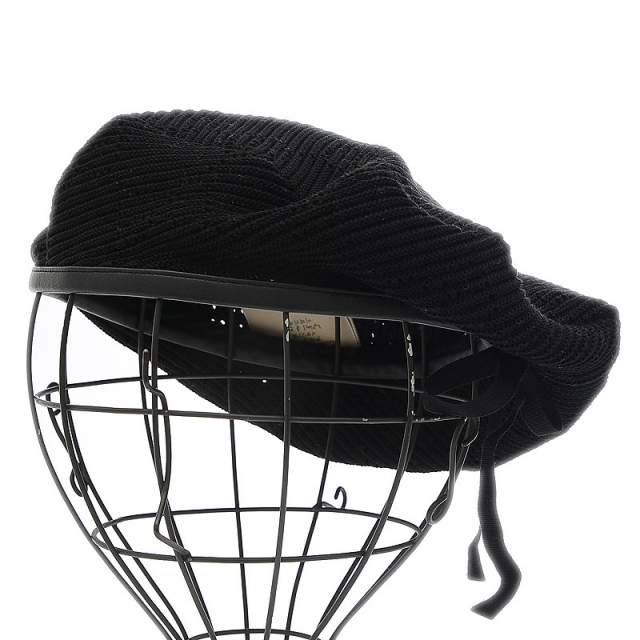 Gucci(グッチ)のグッチ GGクロシェ ニット ベレーハット 帽子 リボン ブラック 656574 レディースの帽子(ハンチング/ベレー帽)の商品写真
