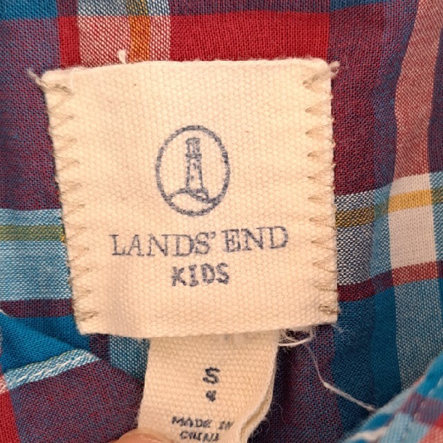LANDS’END(ランズエンド)のキッズ　ボタンダウン　チェックシャツ キッズ/ベビー/マタニティのキッズ服男の子用(90cm~)(Tシャツ/カットソー)の商品写真