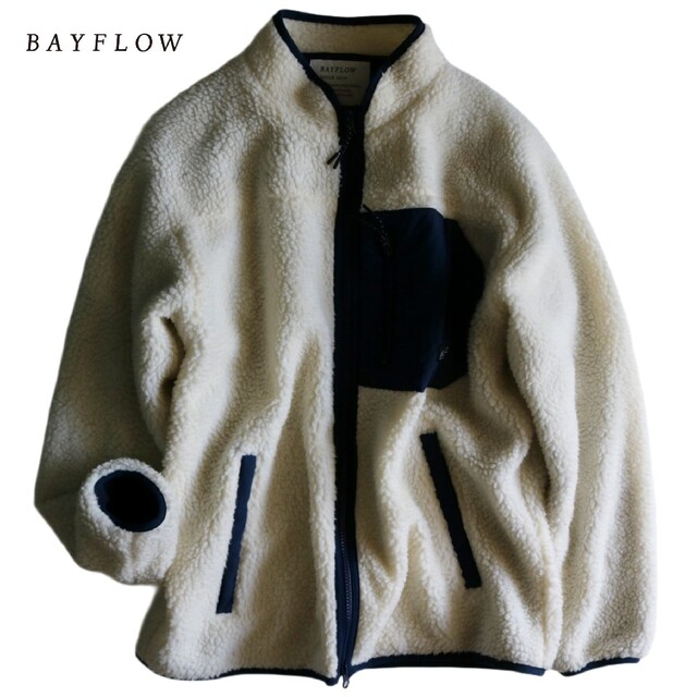 【BAYFLOW】美品　ボアブルゾン　フリースマウンテンジャケット　白★