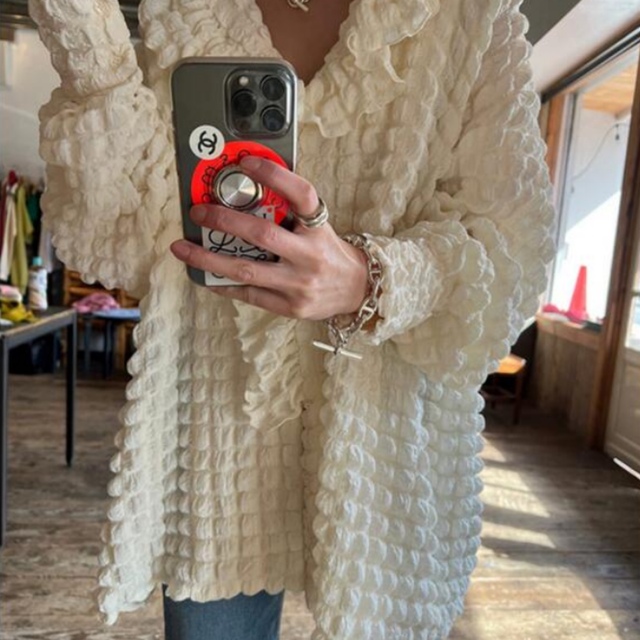 popcorn blouse   nina bubble frill レディースのトップス(シャツ/ブラウス(長袖/七分))の商品写真