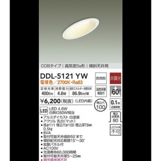 大光電機 LEDダウンライト(軒下兼用) DDL5121YW(非調光型) (天井照明)