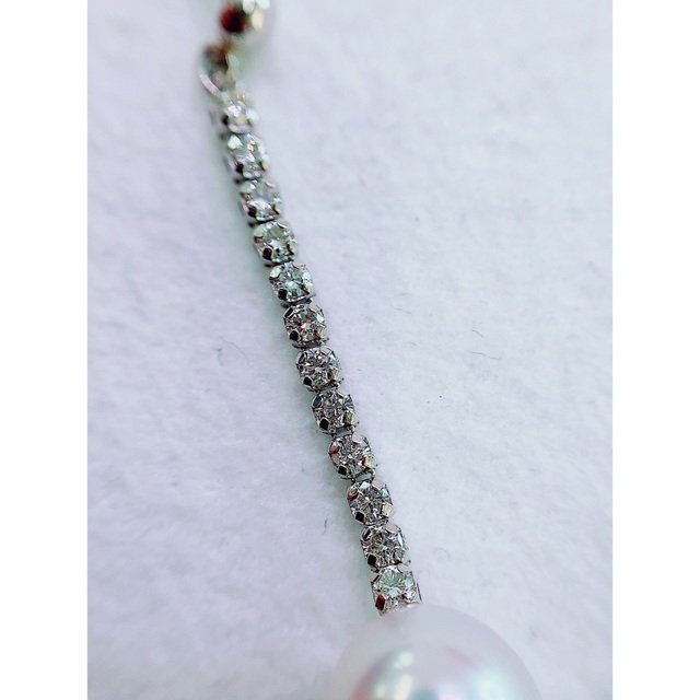 即決☆あこや真珠7mm☆揺れる✨0.3ctダイヤモンドプラチナピアス